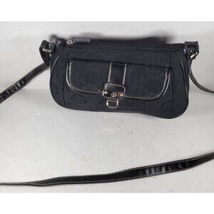 Treviso Black Crossbody Woven Bag with Front & Back Pockets